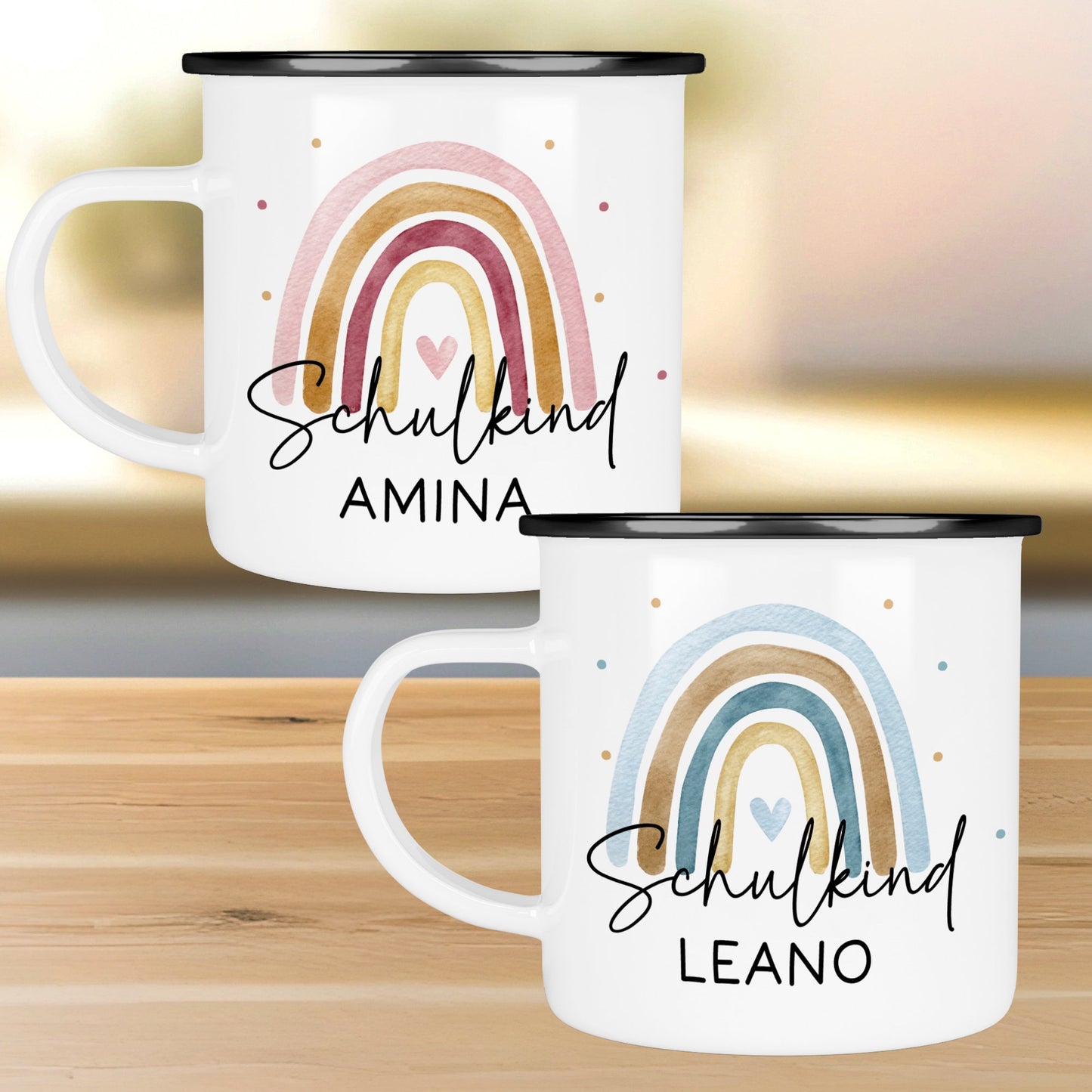 Tasse Schulkind, Tasse Einschulung, Schulkind 2024, Tasse Schulanfang, Einschulung Mädchen, Einschulung Junge mit Regenbogen. Schultüte  kleinebuchstaben   