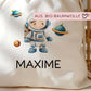 Stoffbeutel Astronaut Turnbeutel Rucksack, Kindergartentasche mit Name personalisiert Weltraum Weltall Astronaut aus Bio-Baumwolle  kleinebuchstaben   