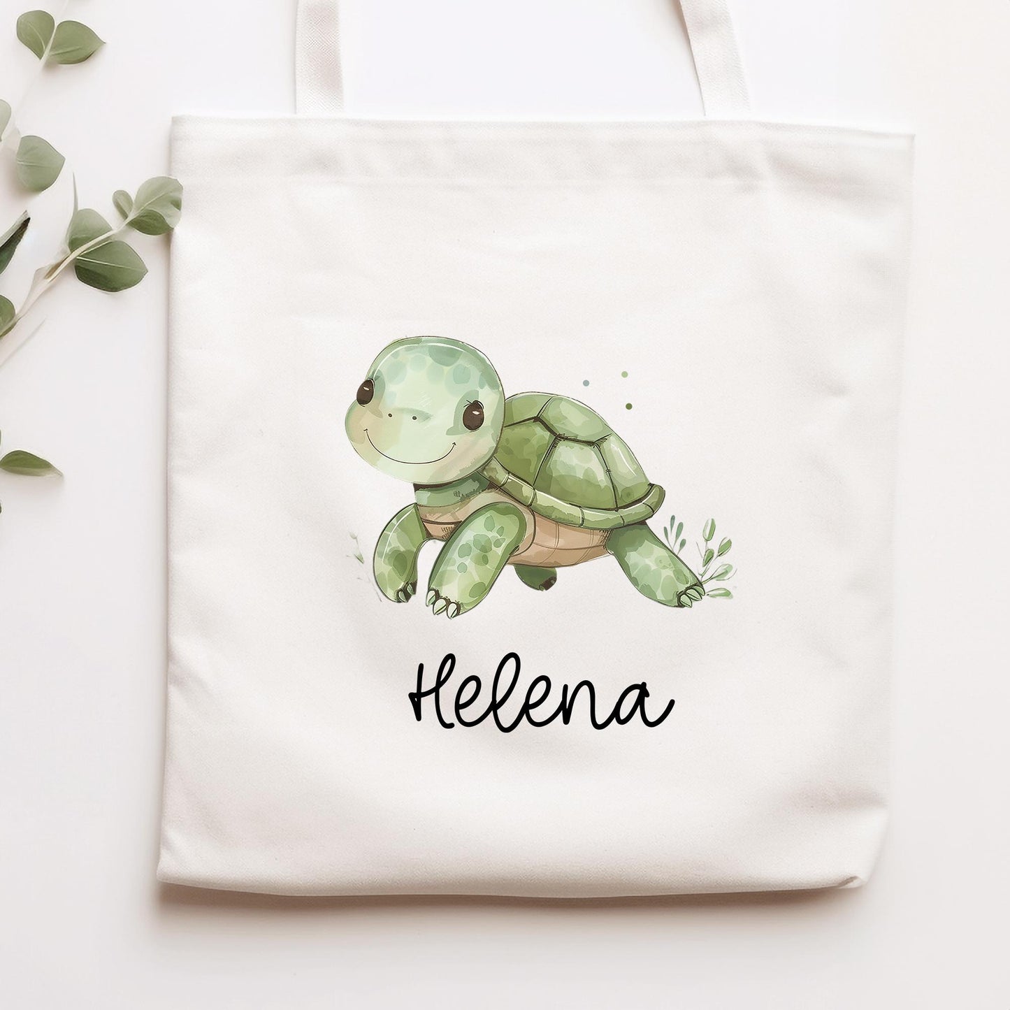 Personalisierte Stofftasche Schildkröte - Kinder Beutel Kindertasche mit Namen - Wechselwäsche, Schmutzwäsche Tragetasche - Wechselkleidung  kleinebuchstaben   