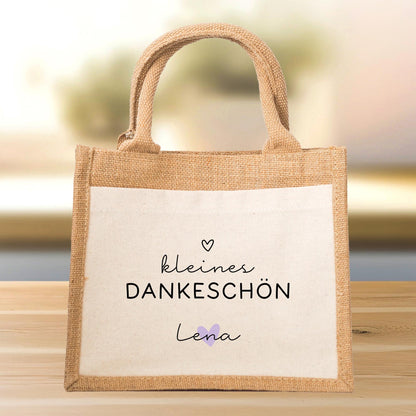 Personalisierte Jutetasche - Kleines Dankeschön - Wunschname Name | Markttasche | Geschenk | Individuelle Geschenke | Shopper | Weihnachten  kleinebuchstaben Tasche - Größe S  