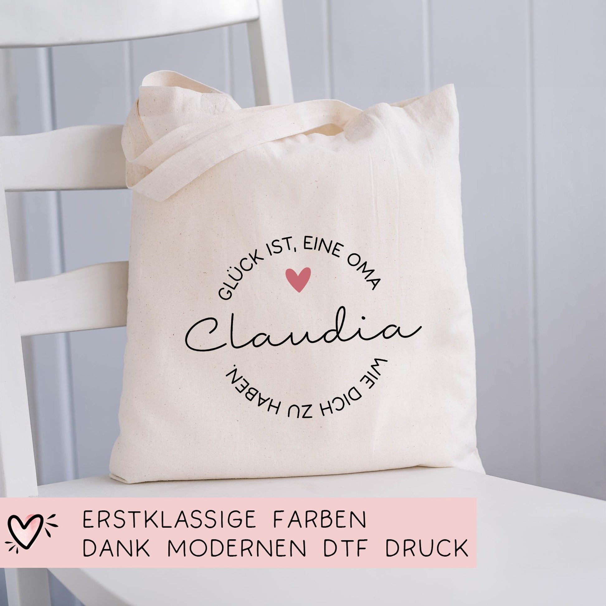 Personalisierte Einkaufstasche Glück ist eine Oma  wie dich zu haben | Jutebeutel - Stofftasche - Weihnachten - Stoffbeutel - Jutetasche  kleinebuchstaben   