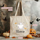 Halloween Jutetasche Personalisiert - Geist - Stofftasche - Jutebeutel - Tragetasche für Kinder für Süßigkeiten - Mädchen und Junge - Tasche  kleinebuchstaben   