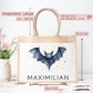 Personalisierte Halloween Tasche | Beutel mit Fledermaus und Name| Candy Bag mit Namen | Tragetasche für Kinder für Süßigkeiten an Halloween  kleinebuchstaben   