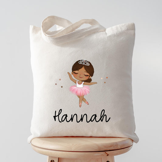 Tasche Ballerina Personalisiert Stofftasche & Name - Kinder Beutel Kindertasche mit Wunschname - Wechselwäsche - Wechselkleidung - Sport  kleinebuchstaben Schwarz Schriftart 1 