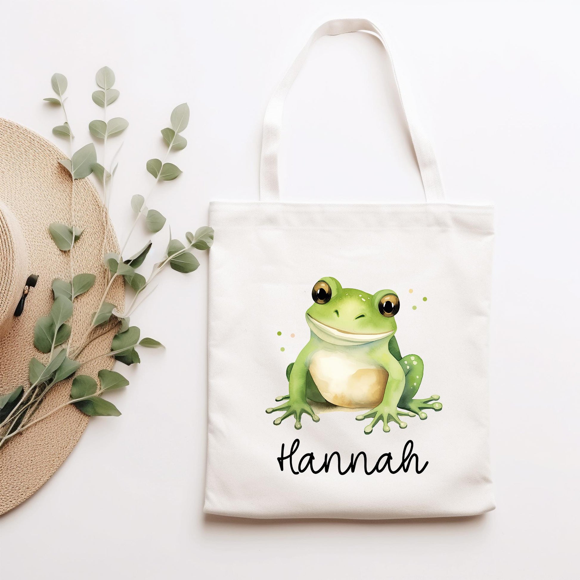 Frosch Stofftasche Tasche Personalisiert & Name - Kinder Beutel Kindertasche mit Wunschname - Wechselwäsche - Wechselkleidung - Sport  kleinebuchstaben   