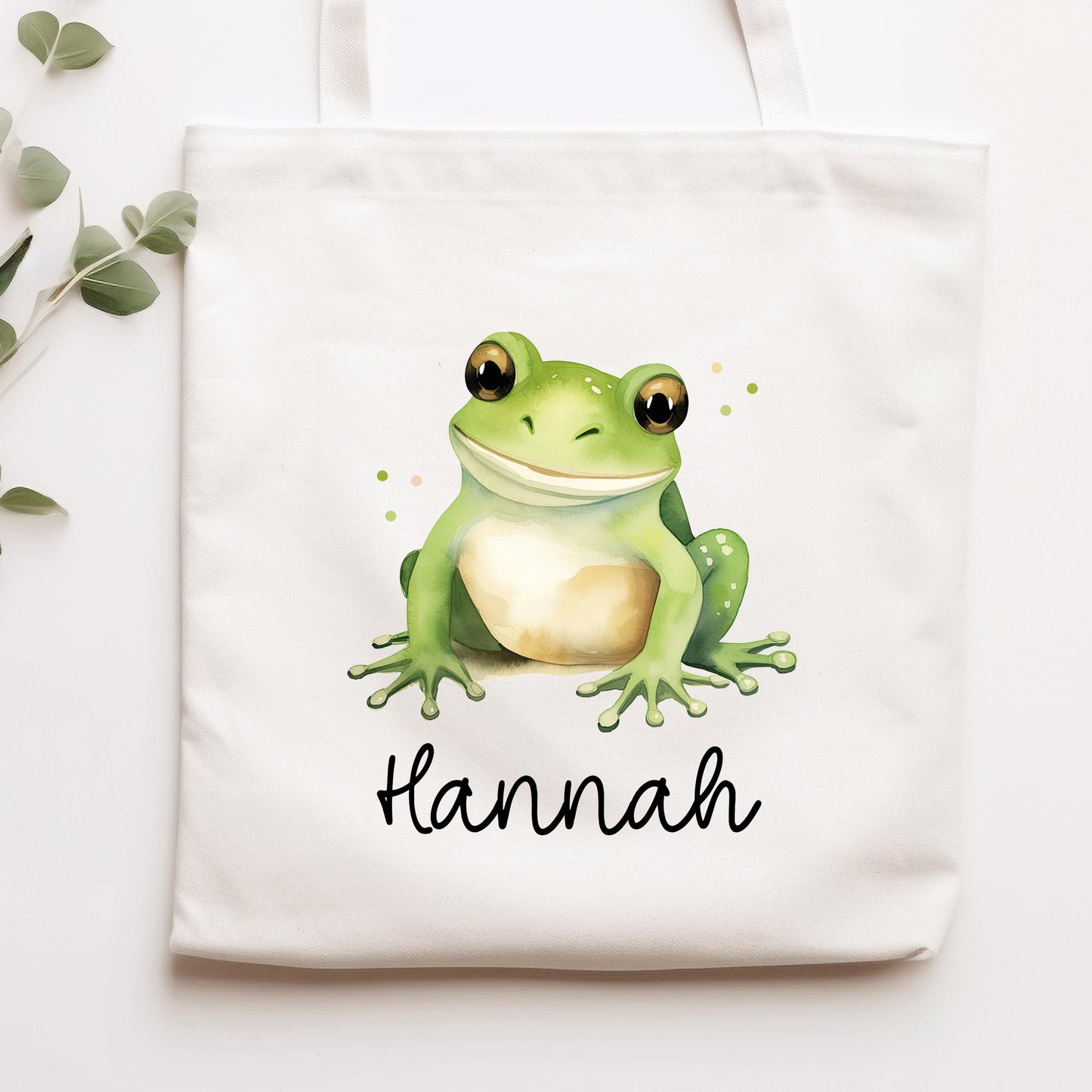 Frosch Stofftasche Tasche Personalisiert & Name - Kinder Beutel Kindertasche mit Wunschname - Wechselwäsche - Wechselkleidung - Sport  kleinebuchstaben   