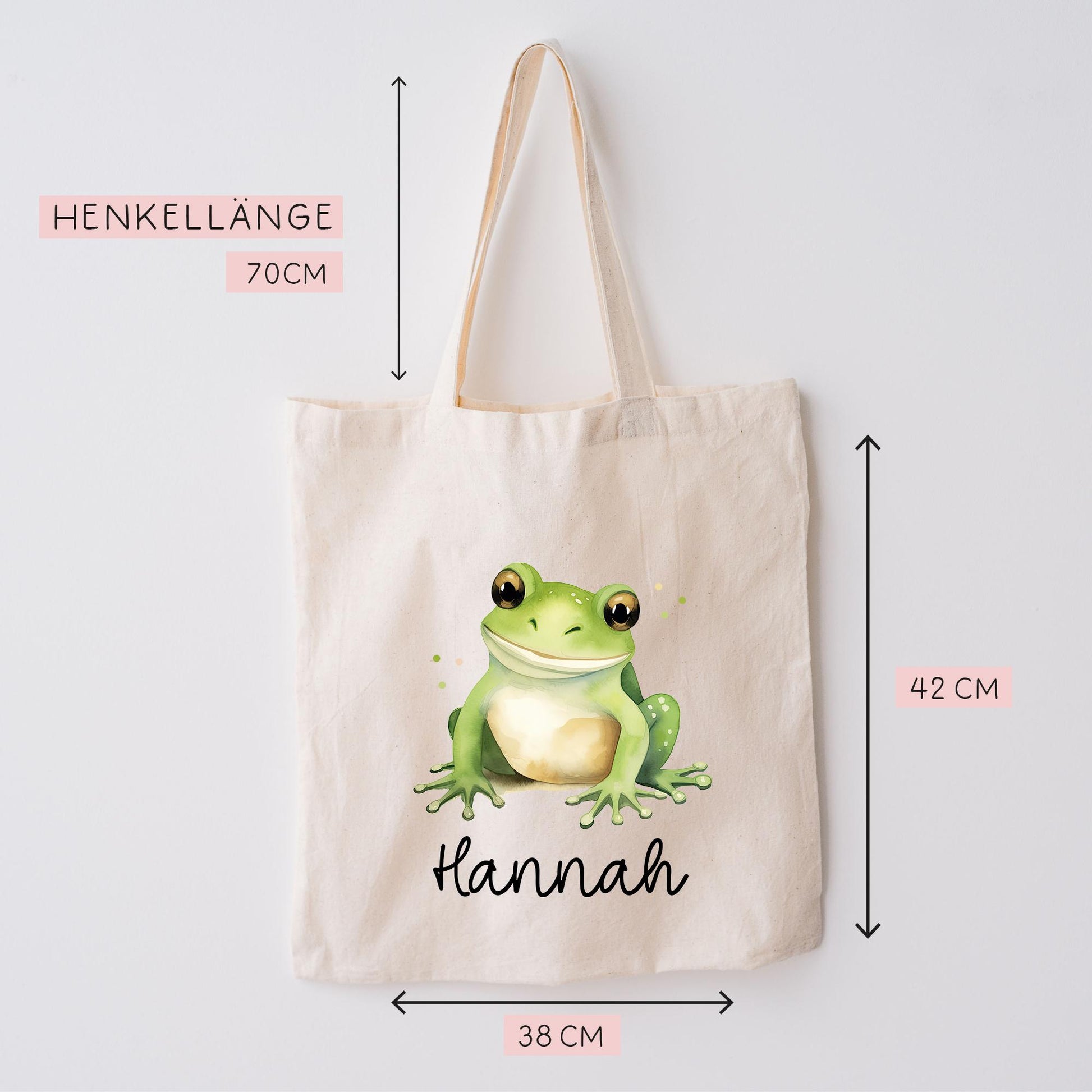 Frosch Stofftasche Tasche Personalisiert & Name - Kinder Beutel Kindertasche mit Wunschname - Wechselwäsche - Wechselkleidung - Sport  kleinebuchstaben   