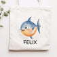 Stofftasche Fisch Personalisiert Tasche & Name - Kinder Beutel Kindertasche mit Wunschname - Wechselwäsche Jutebeutel - Kindergarten  kleinebuchstaben   