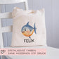 Stofftasche Fisch Personalisiert Tasche & Name - Kinder Beutel Kindertasche mit Wunschname - Wechselwäsche Jutebeutel - Kindergarten  kleinebuchstaben   