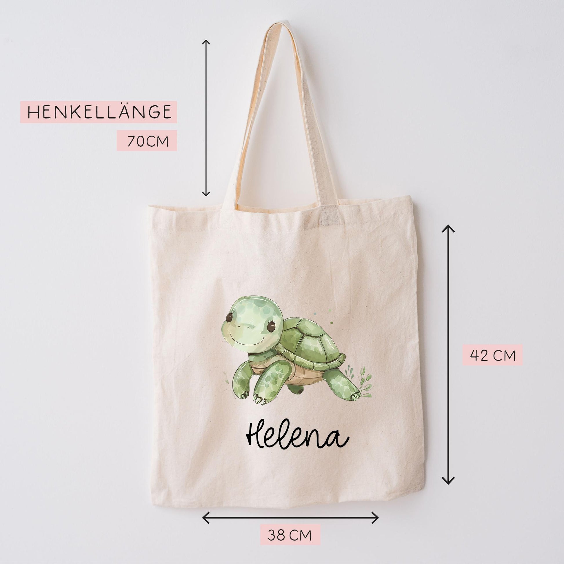 Personalisierte Stofftasche Schildkröte - Kinder Beutel Kindertasche mit Namen - Wechselwäsche, Schmutzwäsche Tragetasche - Wechselkleidung  kleinebuchstaben   