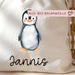 Stofftasche mit Namen Pinguin - Personalisierte Kinder Beutel Kindertasche - Wechselwäsche, Schmutzwäsche Tragetasche - Wechselkleidung  kleinebuchstaben   