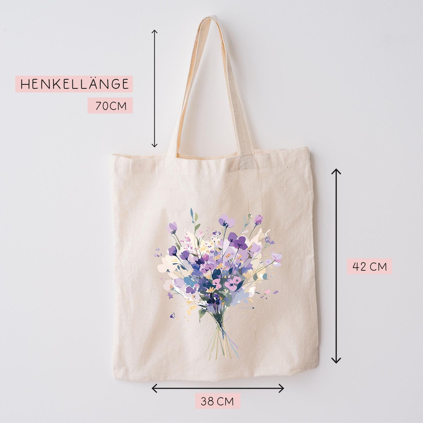 Stofftasche Baumwolltasche Blumenstrauß Tasche - Geschenk - Einkaufstasche für Frauen -Tragetasche Jutebeutel - Weihnachten - Oma - Nikolaus  kleinebuchstaben   