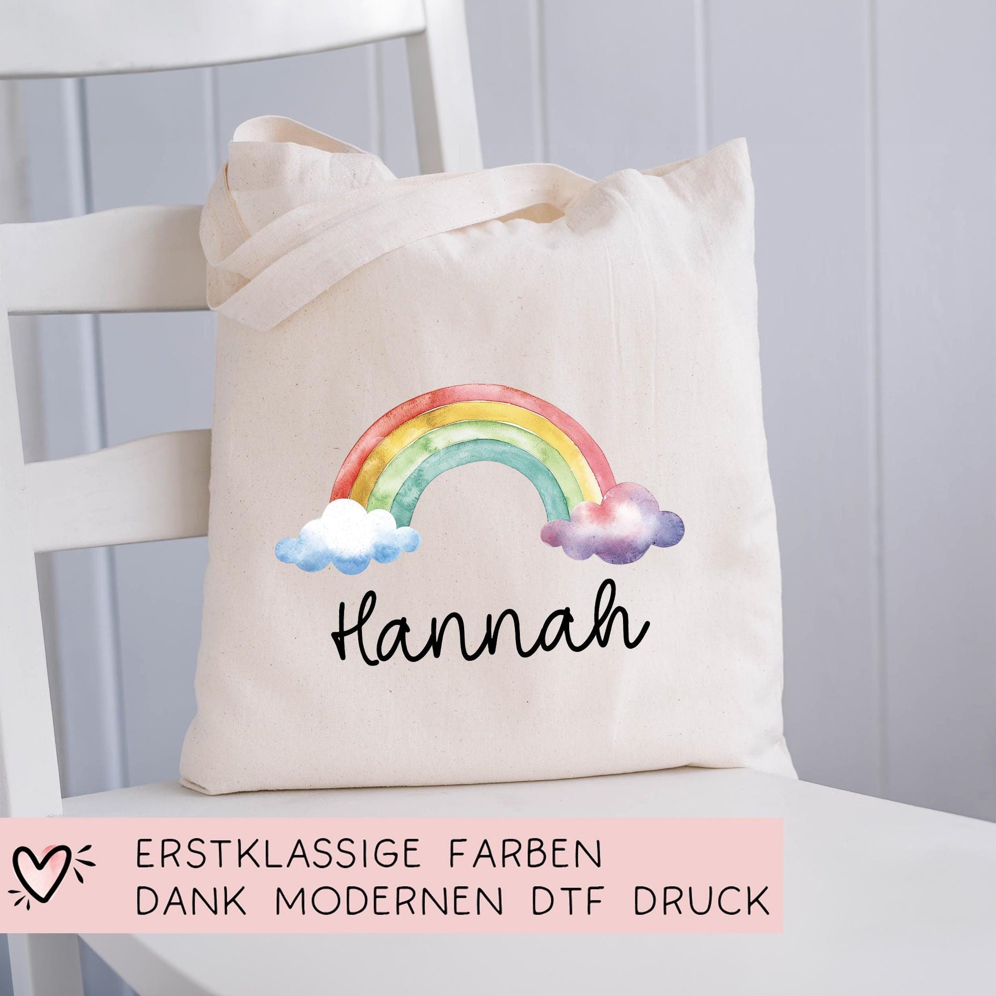 Turnbeutel Regenbogen mit Namen- Personalisiert - Wechselwäsche - Wunschnamen - Kindergarten - Schule - Name - Wechselkleidung - Weihnachten  kleinebuchstaben   