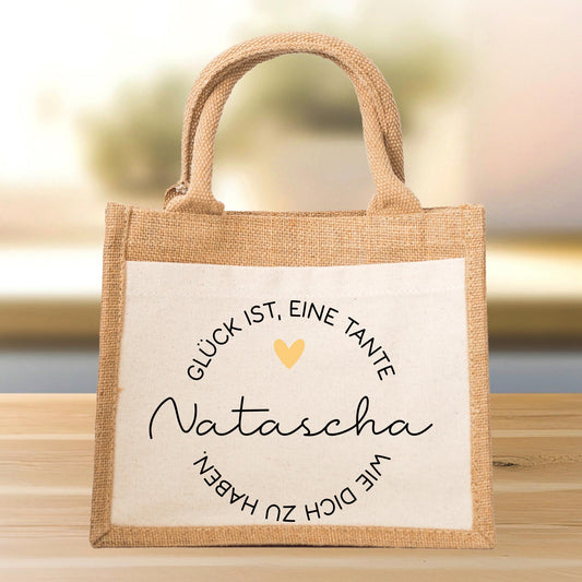 Personalisierte Jutetasche Glück ist eine Tante wie dich zu haben | Markttasche | Geschenk | Individuelle Geschenke | Shopper | Weihnachten  kleinebuchstaben   