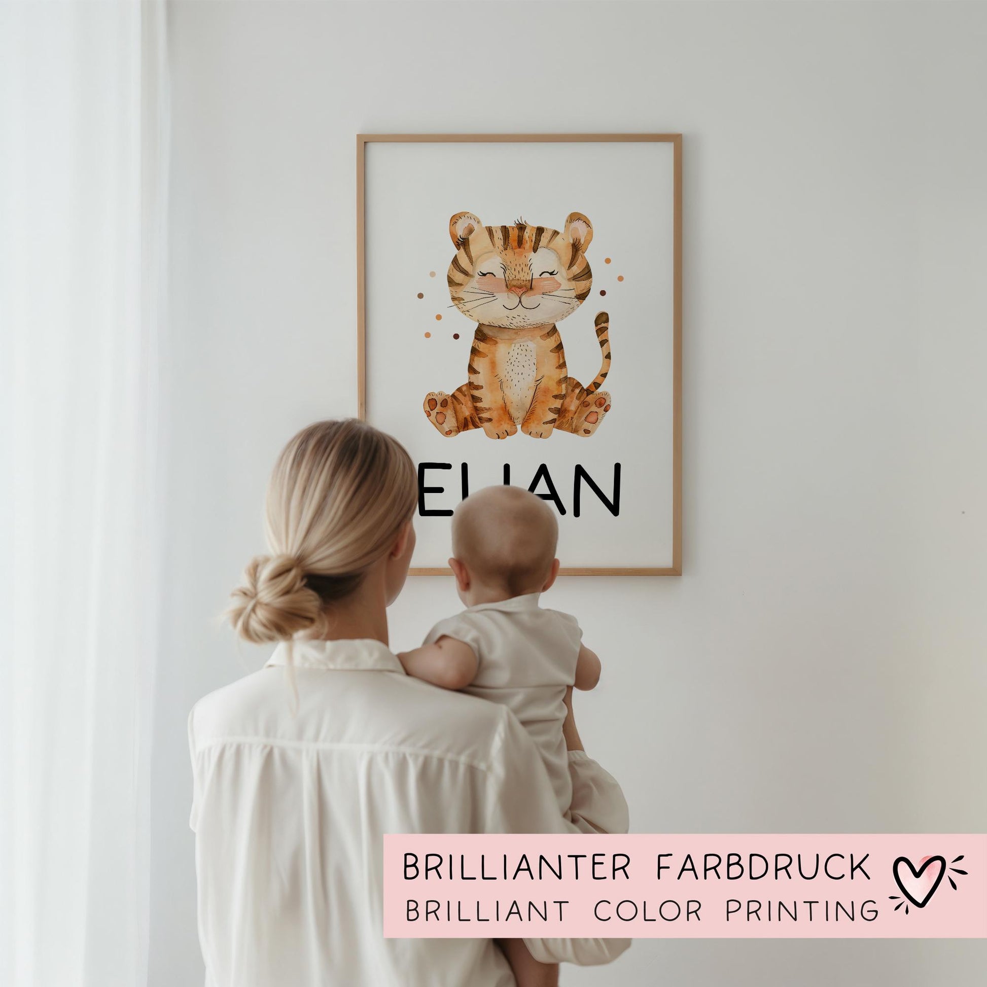 DIN A4 Poster mit Namen Tiger - Personalisiert mit od. ohne Namen für Kinderzimmer -Namensposter - Geschenkidee. Geschenk - Wanddeko Jungen  kleinebuchstaben   