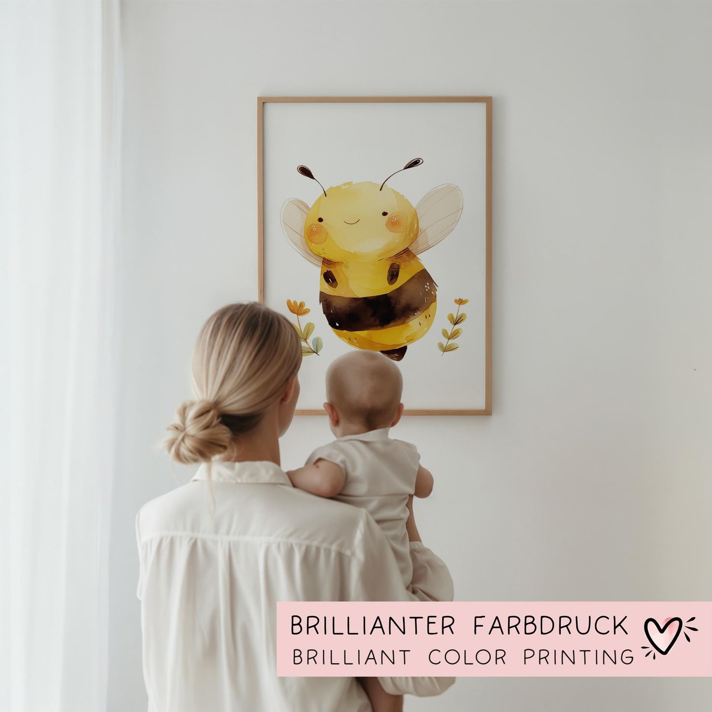 Biene DIN A4 Poster mit Namen - Personalisiert mit od. ohne Namen für Kinderzimmer -Namensposter - Geschenkidee. Geschenk - Wanddeko Mädchen  kleinebuchstaben   