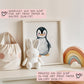 Pinguin DIN A4 Poster mit Namen - Personalisiert mit od. ohne Namen für Kinderzimmer - Namensposter - Geschenkidee - Geschenk - Wanddeko  kleinebuchstaben   