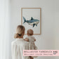 Poster Hai A2 A3 A4 Wunschname Kinderposter Poster Kinderzimmer Poster Baby Geschenk Mädchen Geschenk Junge Poster Kinder Tierposter Meer  kleinebuchstaben   