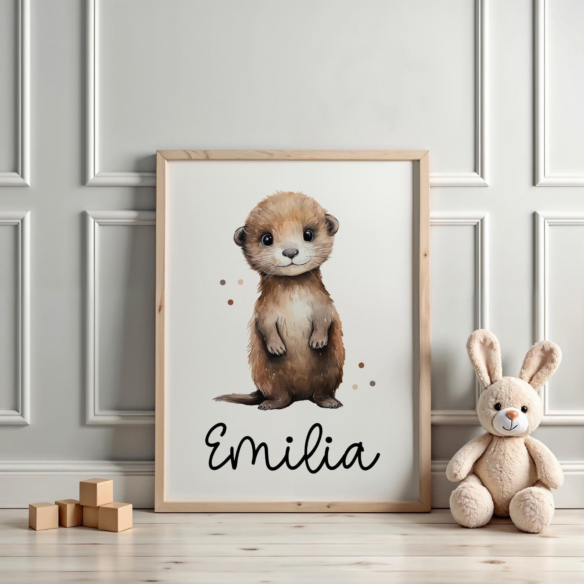 Poster Otter A2 A3 A4 Wunschname Kinderposter Poster Kinderzimmer Poster Baby Geschenk Mädchen Geschenk Junge Poster Kinder Tierposter  kleinebuchstaben   