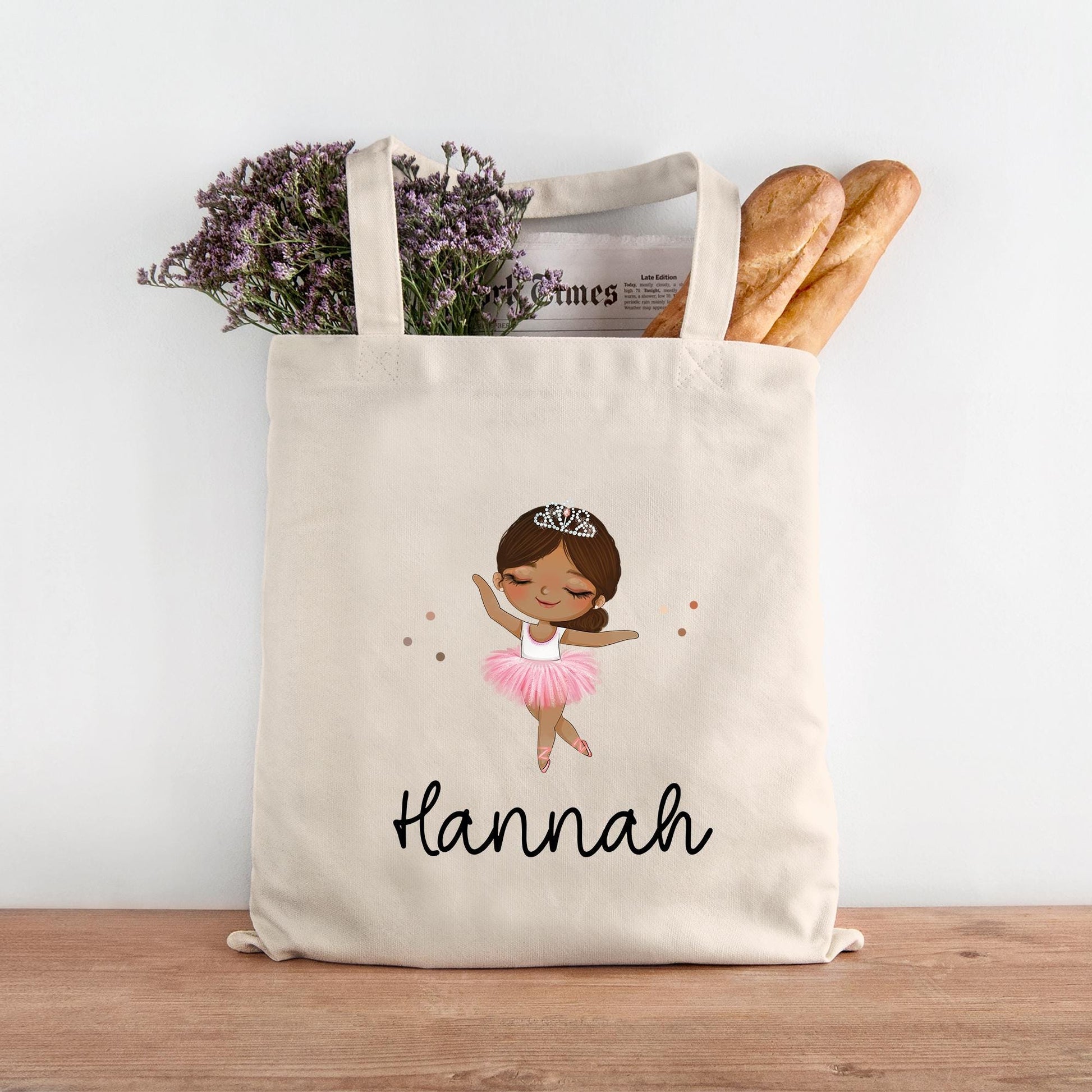 Tasche Ballerina Personalisiert Stofftasche & Name - Kinder Beutel Kindertasche mit Wunschname - Wechselwäsche - Wechselkleidung - Sport  kleinebuchstaben   