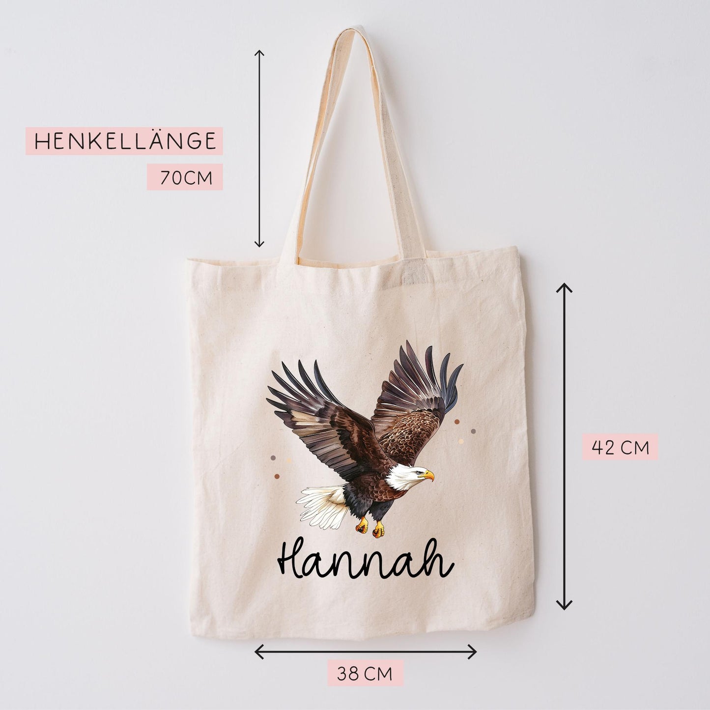 Adler Stofftasche Tasche Personalisiert & Name - Erpel Kinder Beutel Kindertasche mit Wunschname - Wechselwäsche - Kindergarten Schule  kleinebuchstaben   