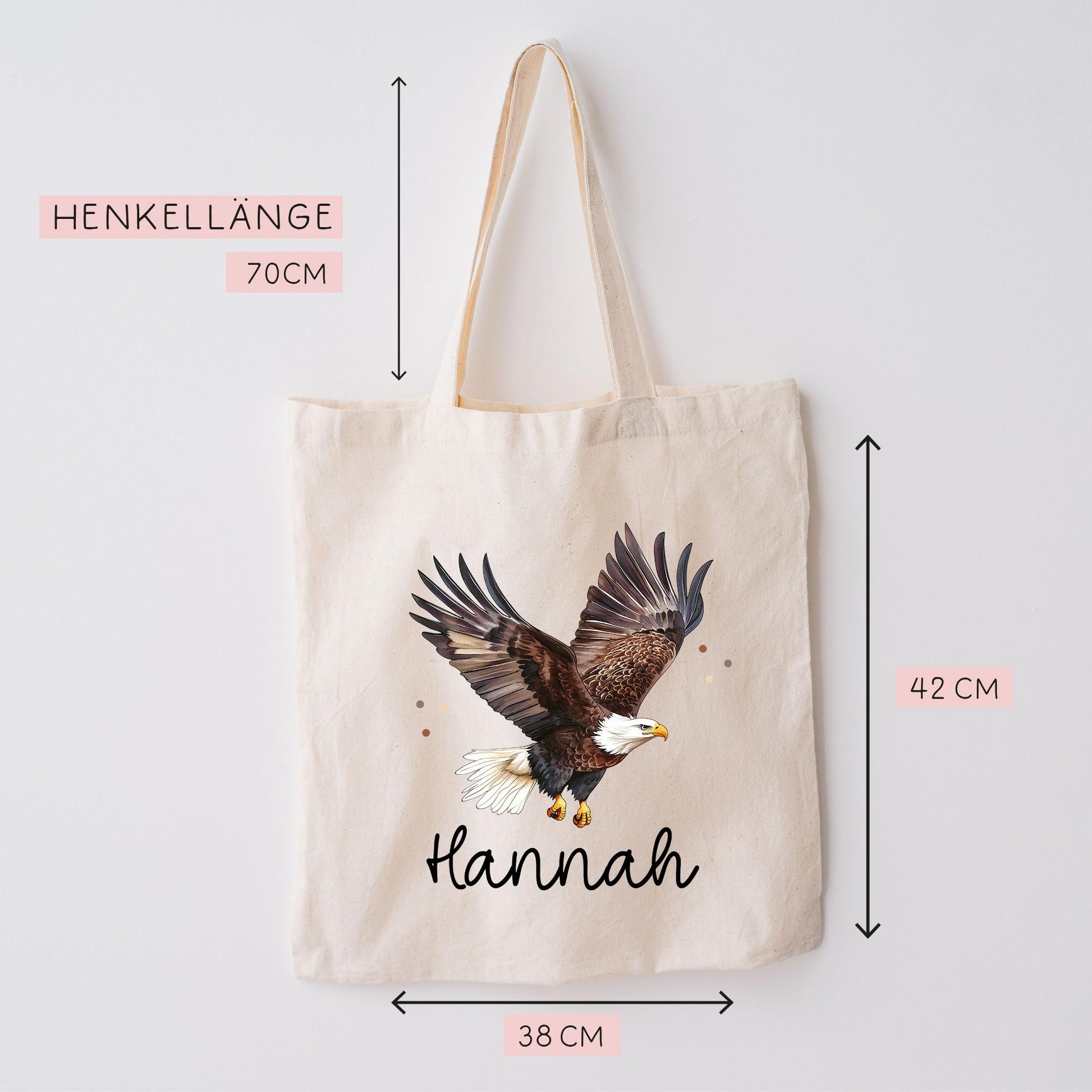 Adler Stofftasche Tasche Personalisiert & Name - Erpel Kinder Beutel Kindertasche mit Wunschname - Wechselwäsche - Kindergarten Schule  kleinebuchstaben   