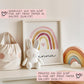 Regenbogen Boho Poster Personalisiert mit oder ohne Namen für Kinderzimmer. Namensposter - Geschenkidee. Geschenk Baby - Wanddeko - Rosa Rot  kleinebuchstaben   