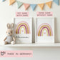 Regenbogen Boho Poster Personalisiert mit oder ohne Namen für Kinderzimmer. Namensposter - Geschenkidee. Geschenk Baby - Wanddeko - Rosa Rot  kleinebuchstaben   