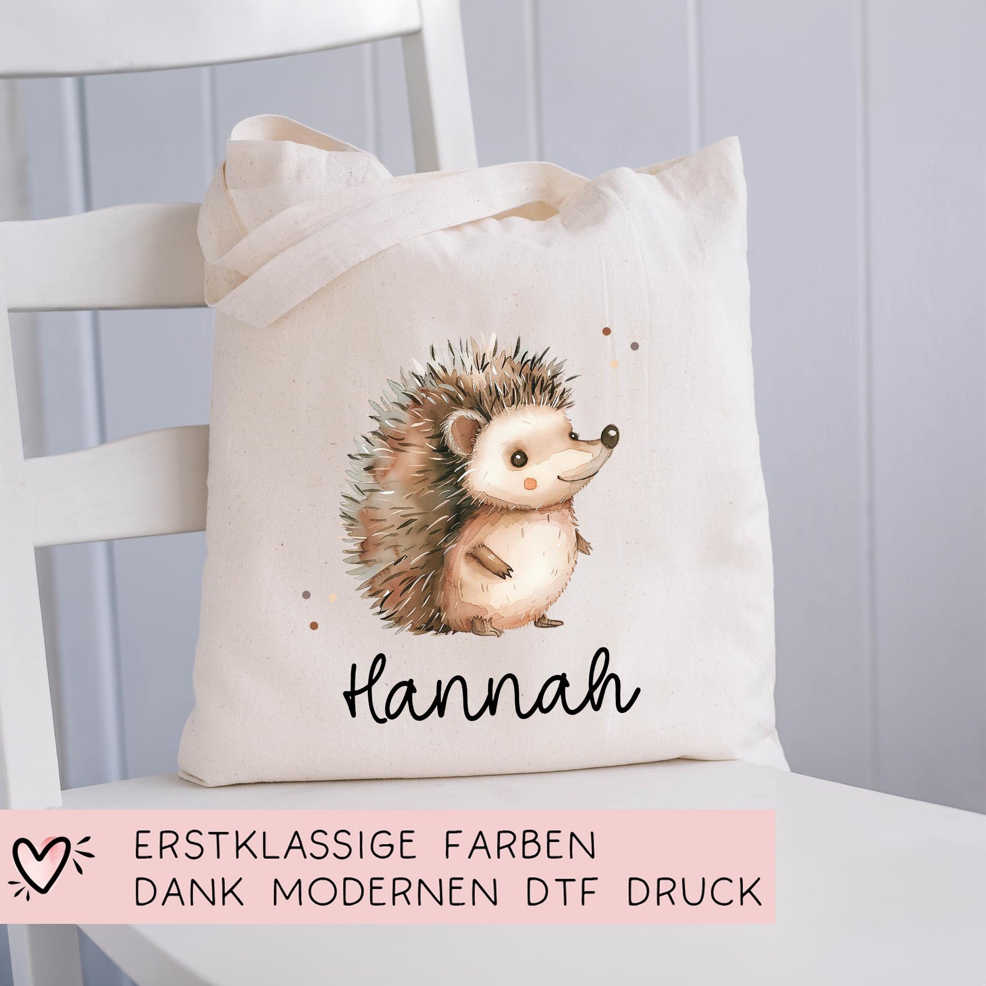 Stofftasche Igel Personalisiert Tasche Stacheltier - Schule - Beutel Kindertasche mit Wunschname - Wechselwäsche Jutebeutel - Kindergarten  kleinebuchstaben   