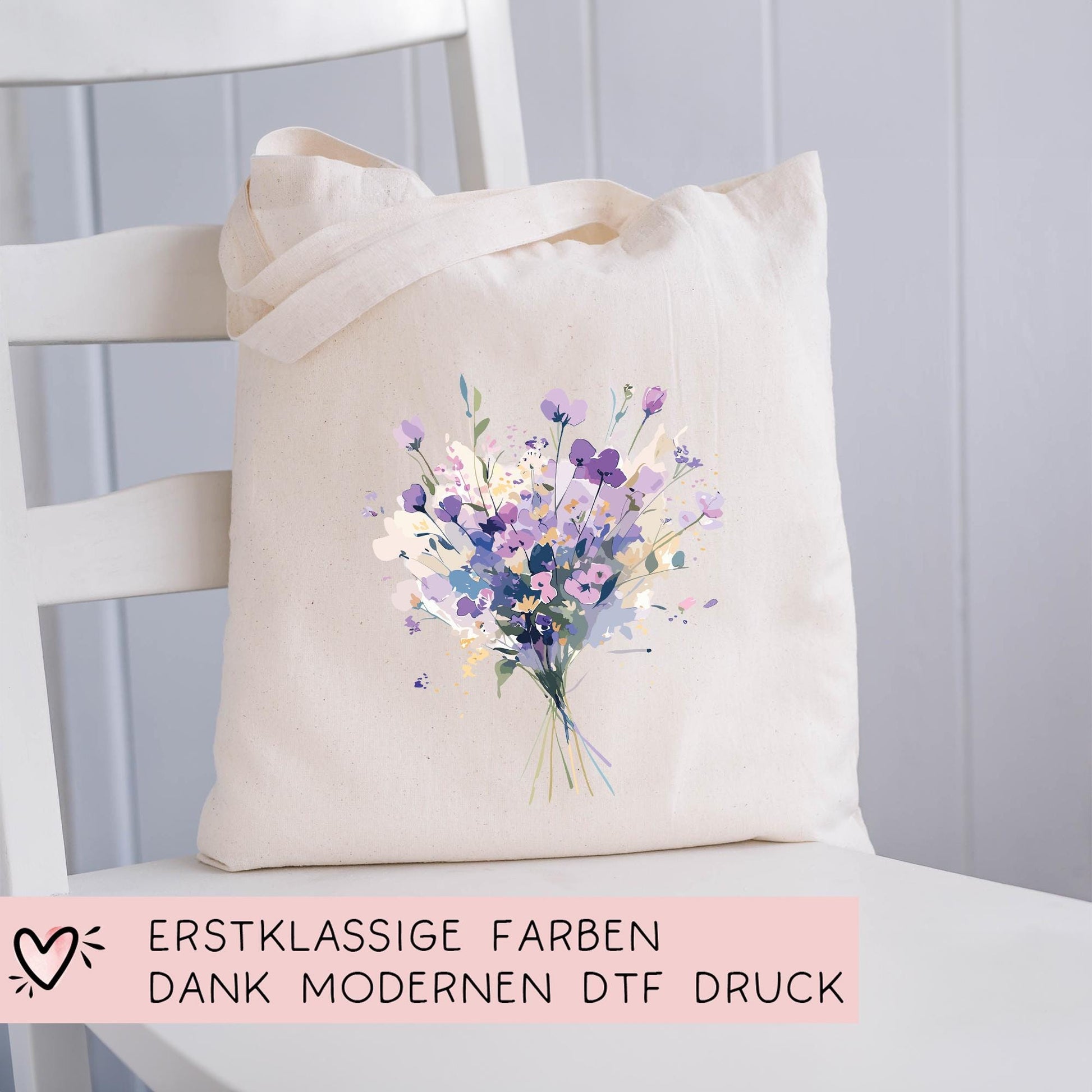 Stofftasche Baumwolltasche Blumenstrauß Tasche - Geschenk - Einkaufstasche für Frauen -Tragetasche Jutebeutel - Weihnachten - Oma - Nikolaus  kleinebuchstaben   