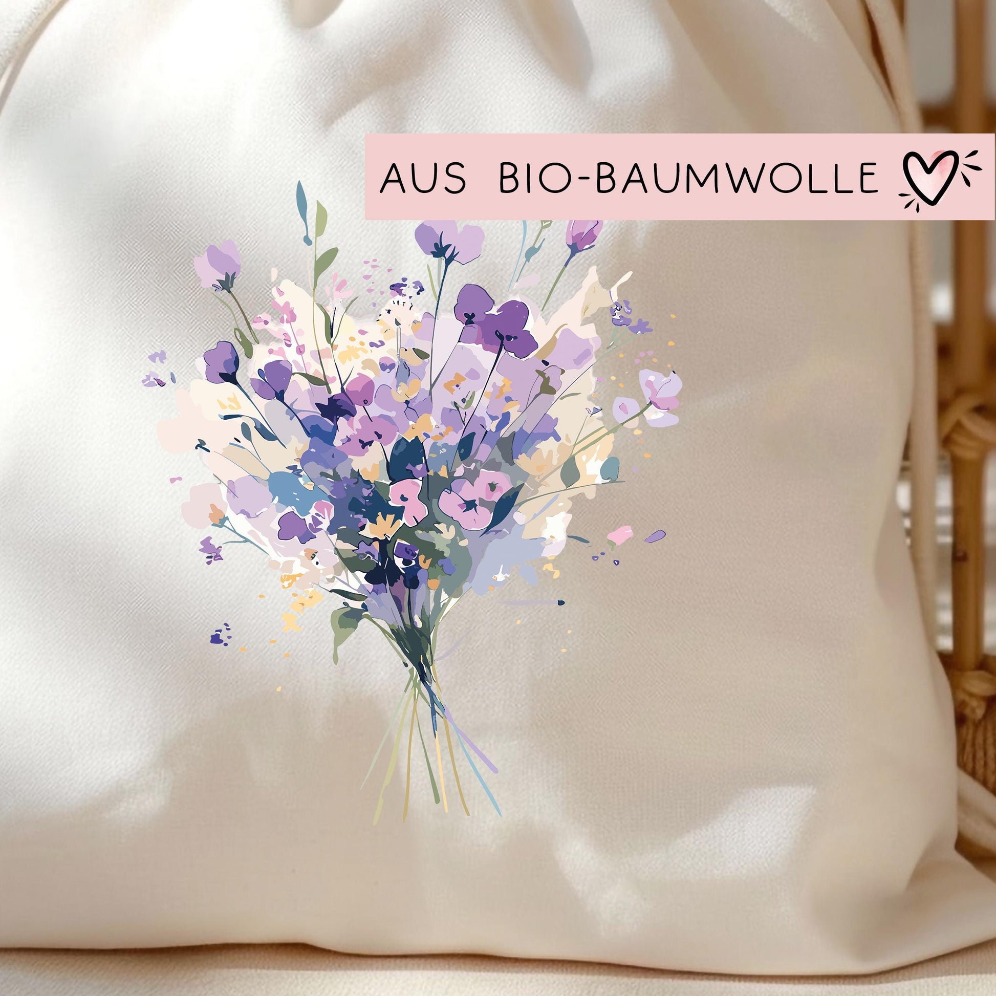 Stofftasche Baumwolltasche Blumenstrauß Tasche - Geschenk - Einkaufstasche für Frauen -Tragetasche Jutebeutel - Weihnachten - Oma - Nikolaus  kleinebuchstaben   