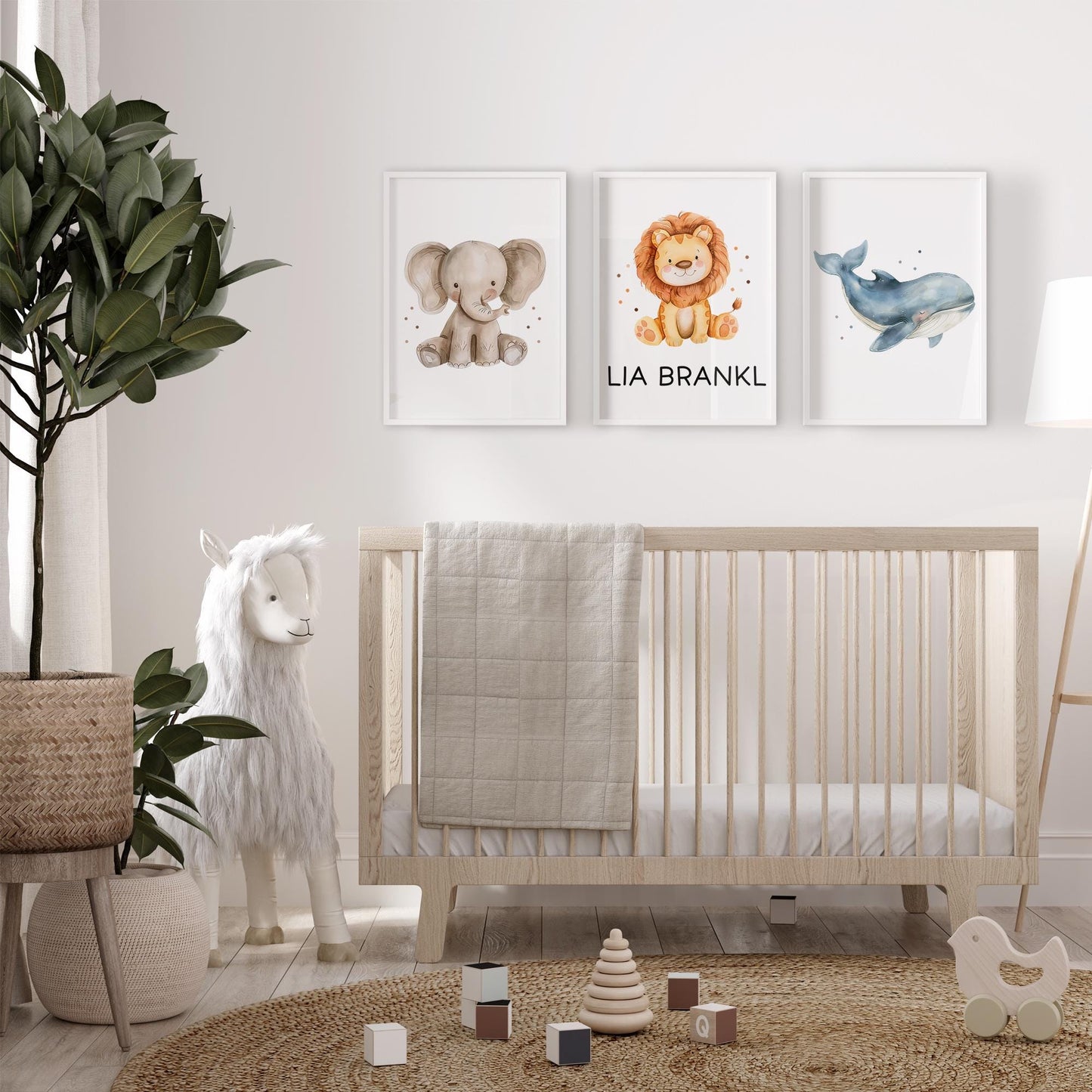 Süßer Elefant Poster Personalisiert mit oder ohne Namen für Kinderzimmer. Namensposter - Geschenkidee. Geschenk - Wanddeko Jungen Mädchen  kleinebuchstaben   