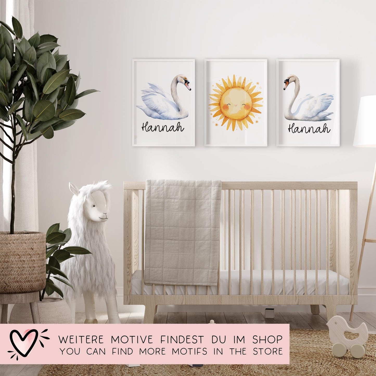 Poster Schwan A2 A3 A4 Wunschname Kinderposter Poster Kinderzimmer Poster Baby Geschenk Mädchen Geschenk Junge Poster Kinder Tierposter  kleinebuchstaben   