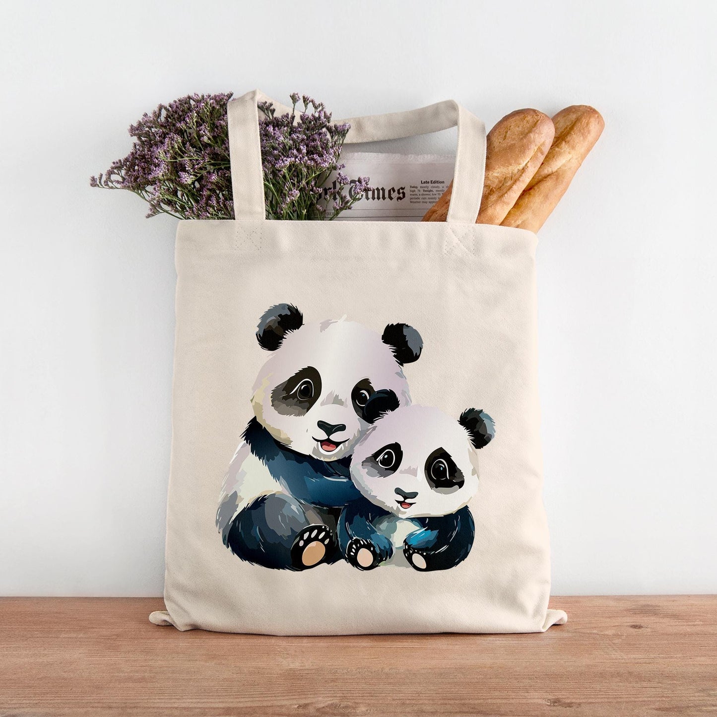 Stofftasche Pandabären Berlin Baby Zwillinge - Tasche & Name - Beutel - Wechselwäsche Jutebeutel - Kindergarten - Einkaufstasche  kleinebuchstaben   