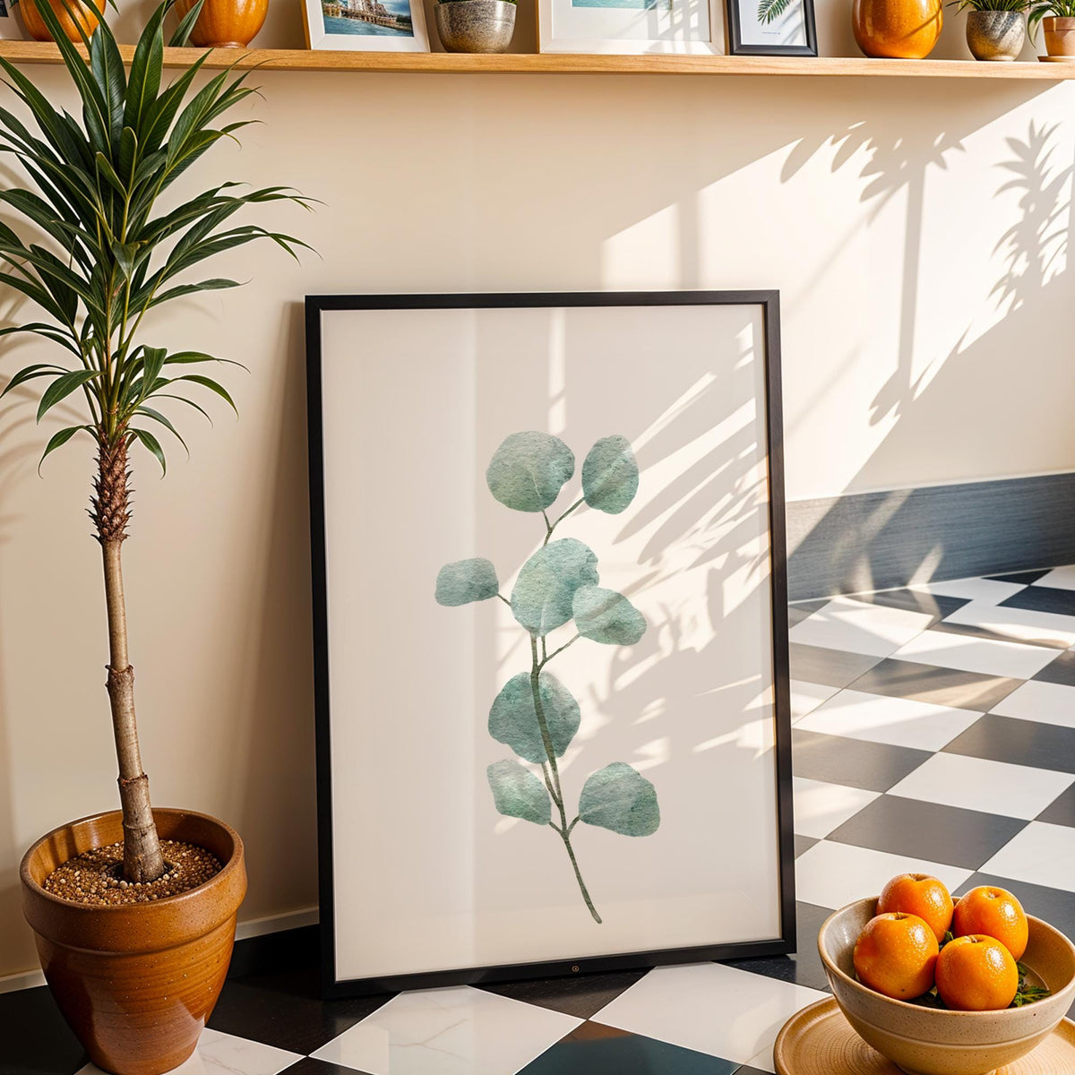Botanik Druck Eukalyptus – DIN A4 Kunstdruck 3-teilig, Grüne Aquarell-Blätter