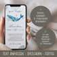 Digitale Einladungkarte zur Taufe Wal für z.B. WhatsApp - Telegram - digitale Einladung - Vorlage - ECard - Canva - Personalisiert - Linoda kleinebuchstaben