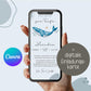Digitale Einladungkarte zur Taufe Wal für z.B. WhatsApp - Telegram - digitale Einladung - Vorlage - ECard - Canva - Personalisiert - Linoda kleinebuchstaben