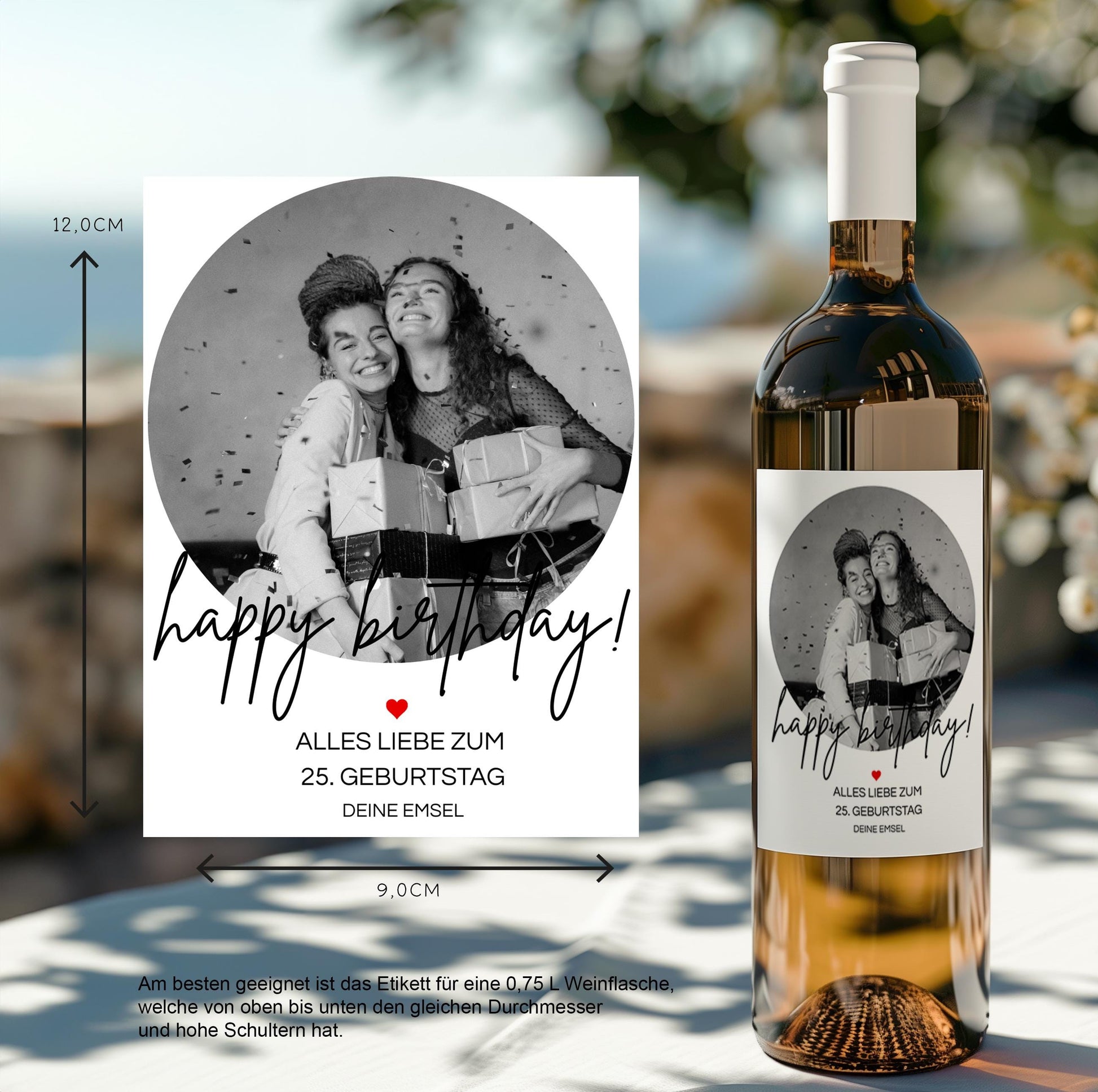 Personalisiertes Weinetikett Happy Birthday, Geburtstags-Flaschenetikett mit Foto & Namen, ideales Geschenk mit Foto, Eigenes Design kleinebuchstaben