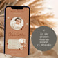 Digitale Geburtsanzeige mit Foto Personalisiert Baby Neugeborenes Willkommen - Babykarte Whatsapp - Canva - Junge - Mädchen - Whatsapp Ecard kleinebuchstaben