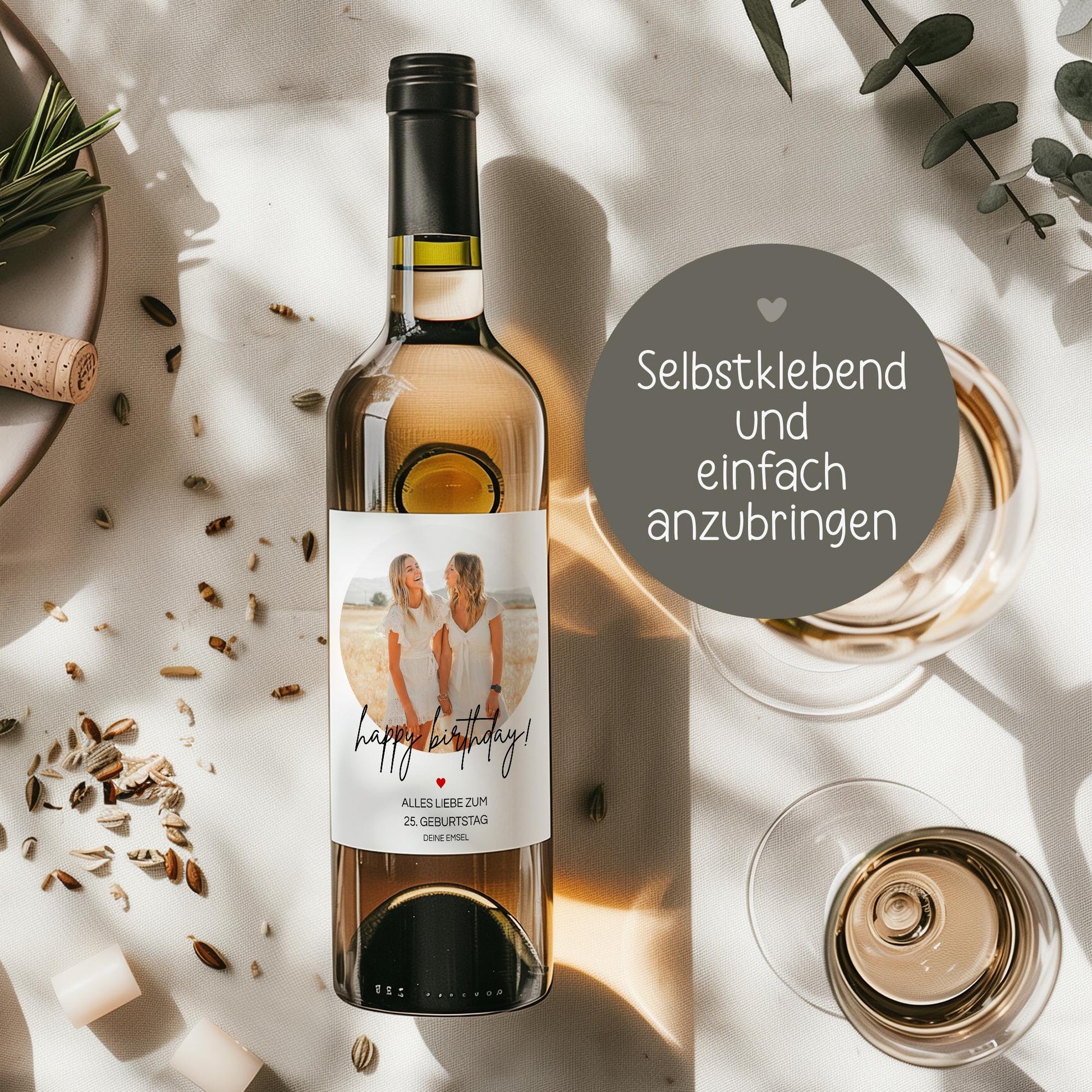 Personalisiertes Weinetikett Happy Birthday, Geburtstags-Flaschenetikett mit Foto & Namen, ideales Geschenk mit Foto, Eigenes Design kleinebuchstaben