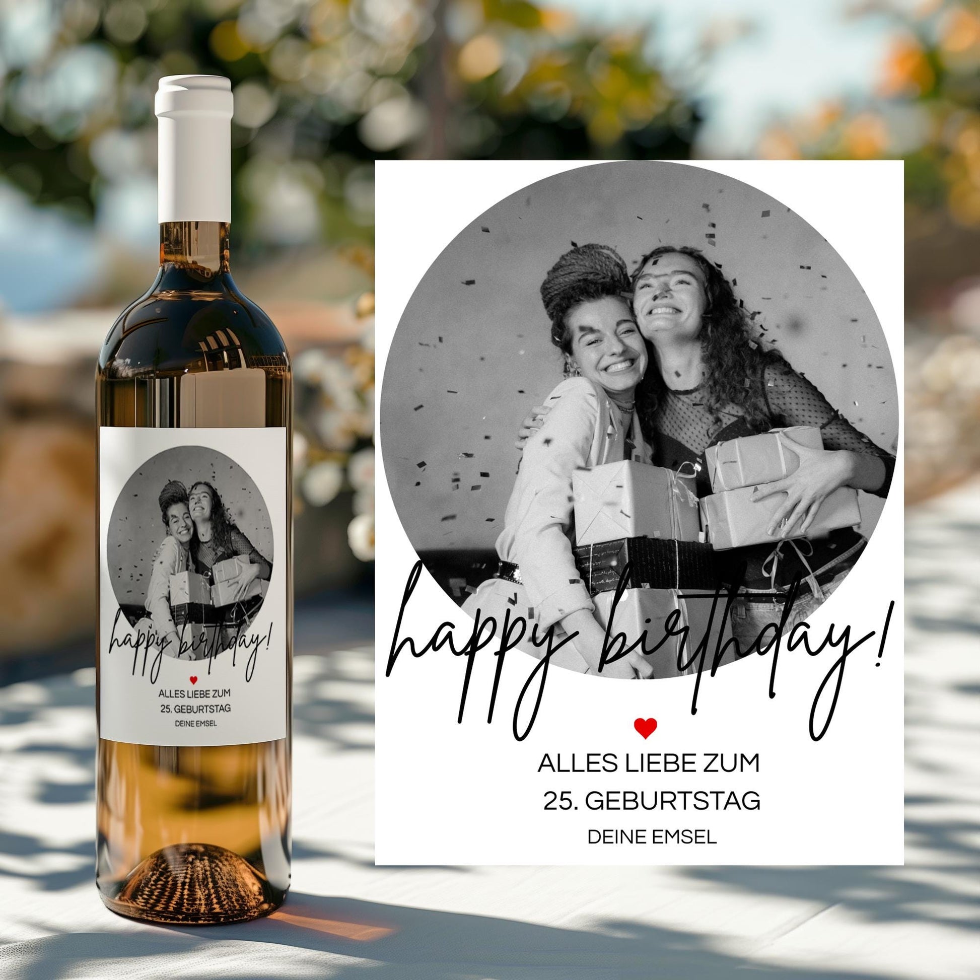 Personalisiertes Weinetikett Happy Birthday, Geburtstags-Flaschenetikett mit Foto & Namen, ideales Geschenk mit Foto, Eigenes Design kleinebuchstaben