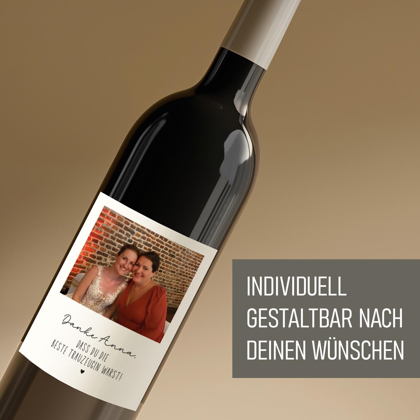 Personalisiertes Weinetikett - Eigenes Design, Geburtstags-Flaschenetikett mit Foto & Namen, ideales Geschenk mit Foto, Hochzeit, Job, Danke kleinebuchstaben