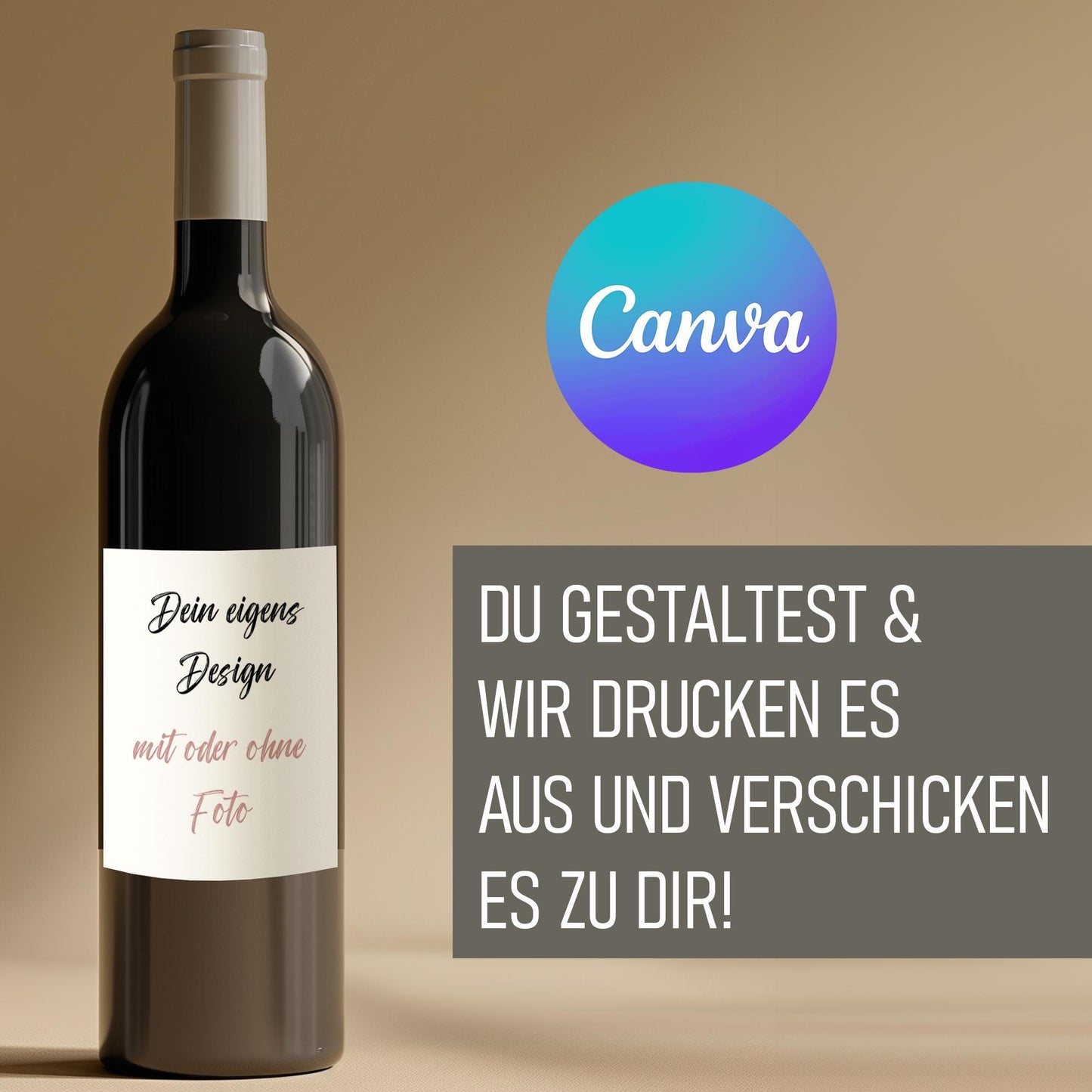 Personalisiertes Weinetikett - Eigenes Design, Geburtstags-Flaschenetikett mit Foto & Namen, ideales Geschenk mit Foto, Hochzeit, Job, Danke kleinebuchstaben