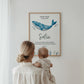 Individuell anpassbares Taufposter Wal – online bearbeiten & sofort downloaden. Perfektes Geschenk zur Taufe - DIN A6 A5 A3 A2 US Letter kleinebuchstaben
