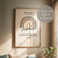 Taufposter Regenbogen – Sofort-Download | Digitales Kinderzimmerbild | Format: DIN A6, A5, A3, A2, US Letter | 30x45, 40x60, 50x75, 60x90 kleinebuchstaben