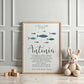 Taufposter Fische Patenbrief – Sofort-Download | Personalisiert Taufbrief | Formate: A6, A5, A3, A2, US Letter | 30x45, 40x60, 50x75, 60x90 kleinebuchstaben