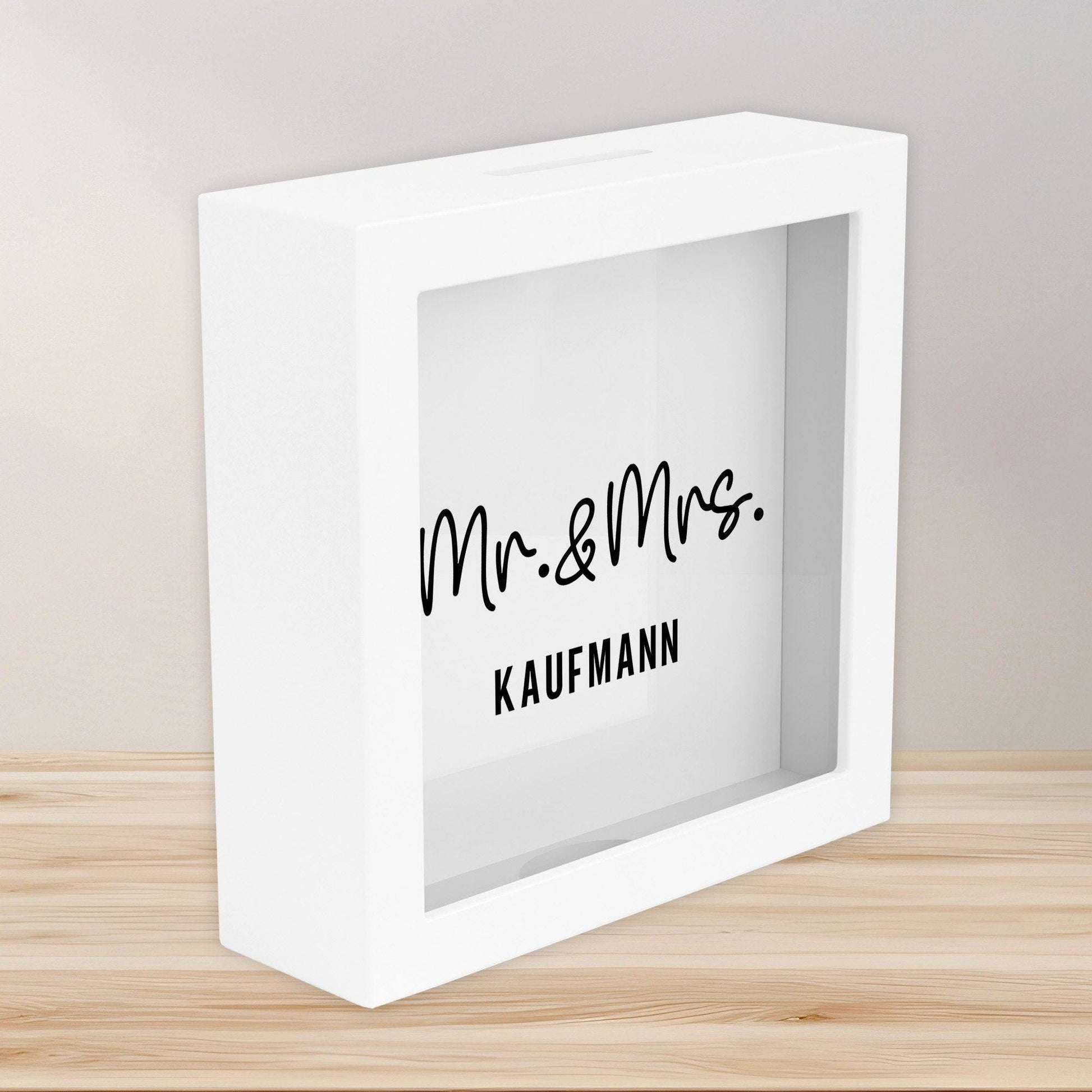 Mr und Mrs. Spardose Hochzeit personalisiert Datum & Name Brautpaar Bräutigam Braut Geldgeschenk Sparschwein Hochzeitsgeschenk Geld  kleinebuchstaben   