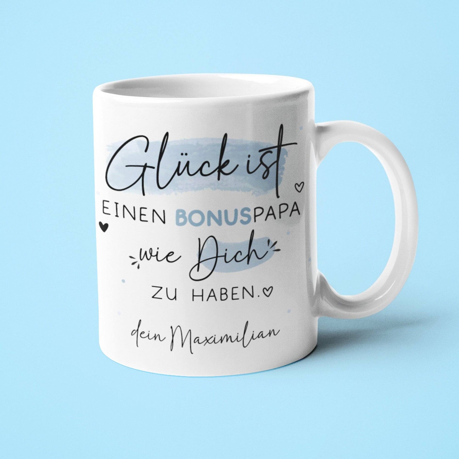 Personalisierte Tasse Bonuspapa zum Vatertag - Geburtstag - Kaffeetasse mit Wunschnamen. Geschenk, Vatertags Geschenk, Weihnachtsgeschenk  kleinebuchstaben nur Bonuspapa  