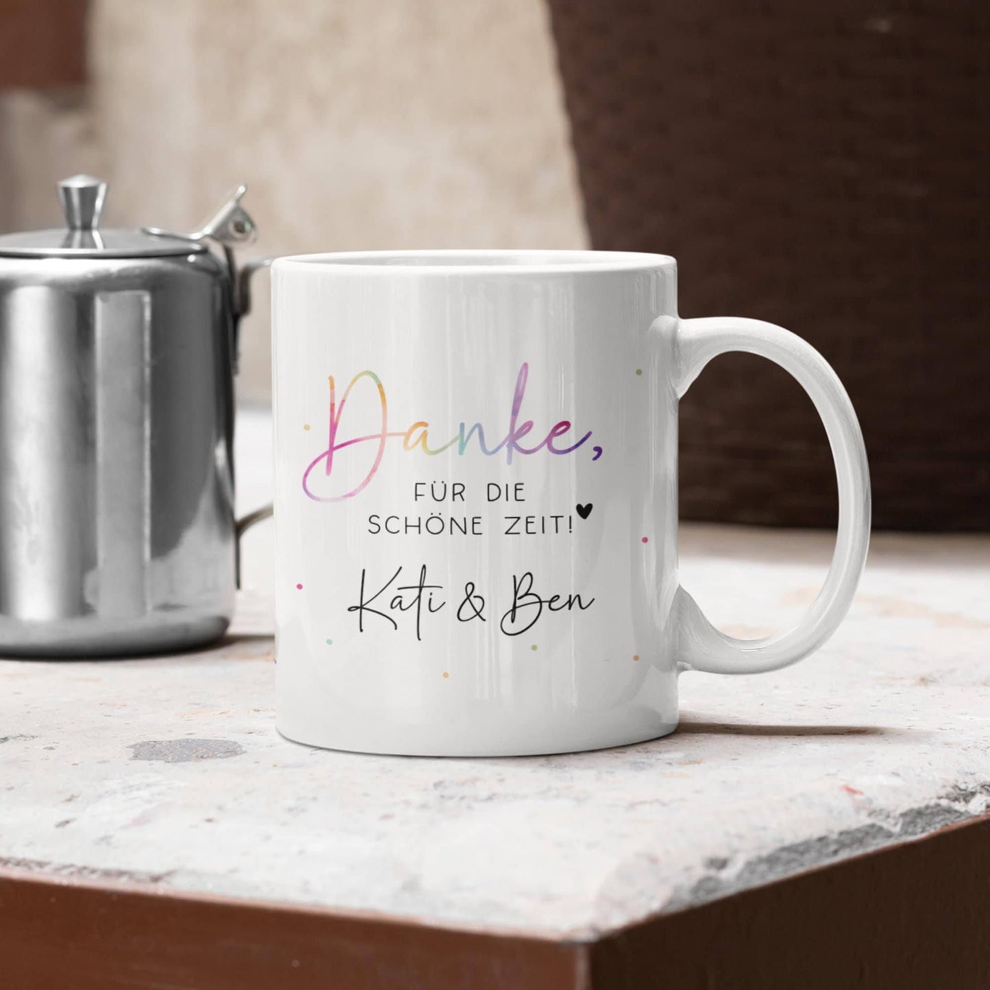 Personalisierte Tasse "Danke für die Schöne Zeit" - Geschenk zum Abschied Kollege Erzieherin Kollegin Freundin Abschiedsgeschenk Jobwechsel  kleinebuchstaben   