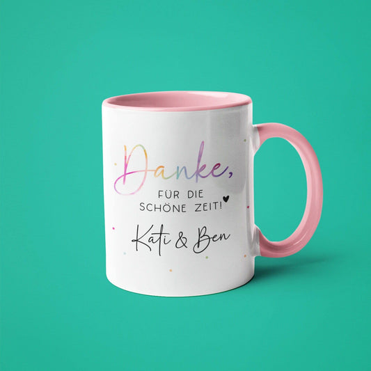 Personalisierte Tasse "Danke für die Schöne Zeit" - Geschenk zum Abschied Kollege Lehrerin Kollegin Freundin Abschiedsgeschenk Jobwechsel  kleinebuchstaben   